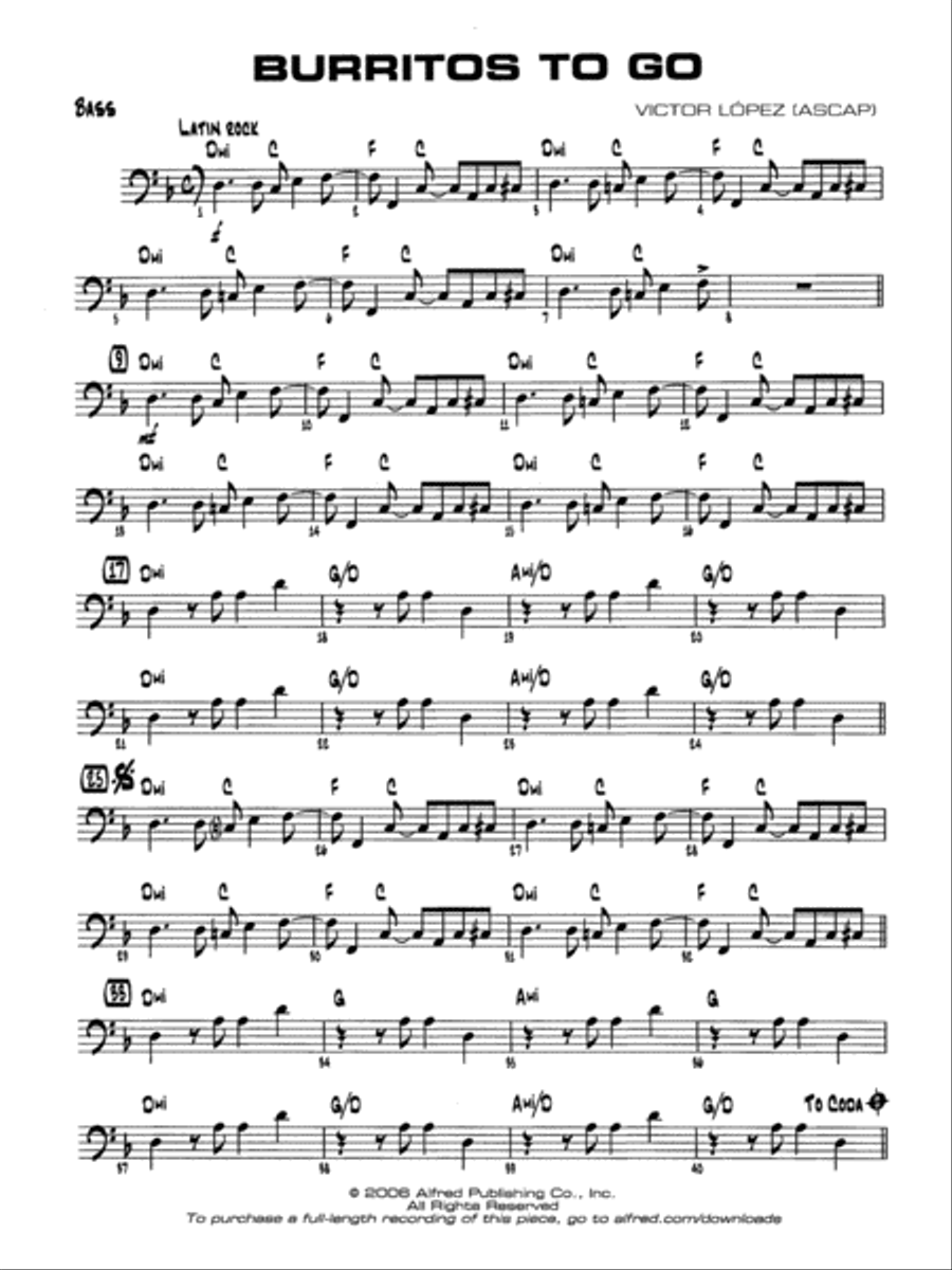 Burritos to Go: String Bass Jazz Ensemble scores gallery preview page 1
