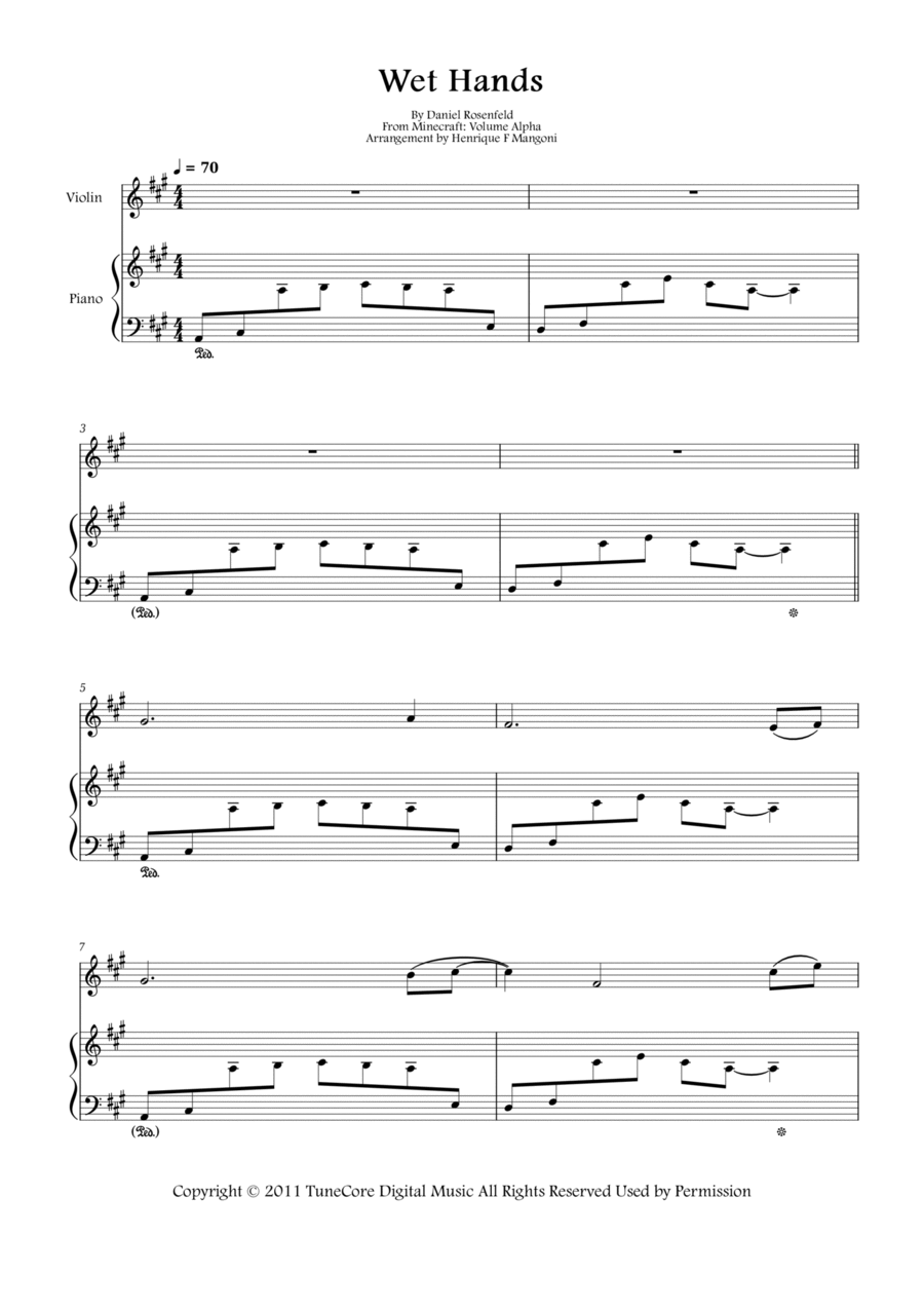 Wet Hands Violin Solo scores gallery preview page 1