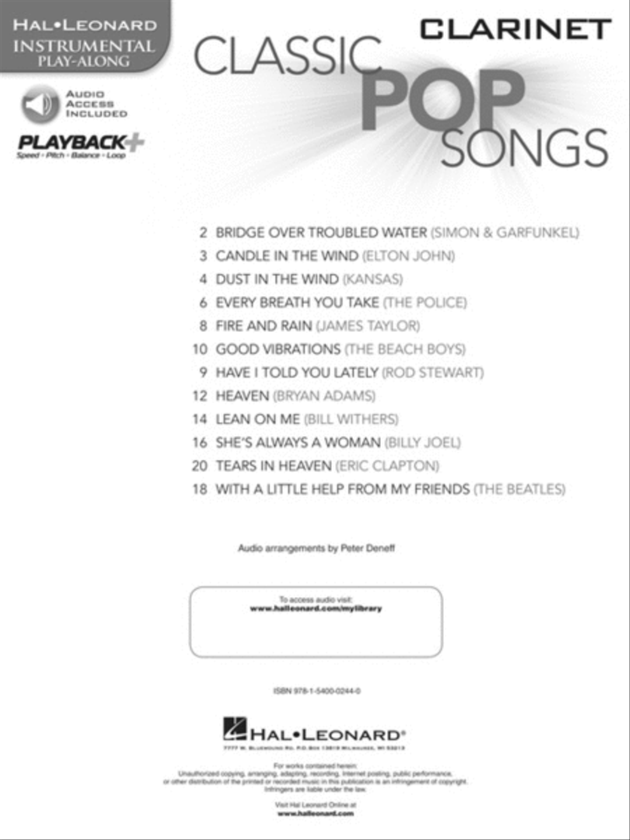 Classic Pop Songs Clarinet Solo scores gallery preview page 2