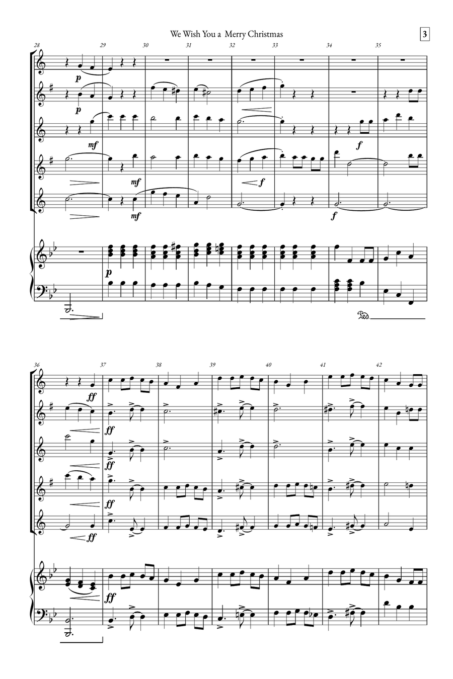 We Wish You a Merry Christmas Small Ensemble scores gallery preview page 3