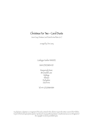 Book cover for Christmas For Two - Carol Duets. 7 Easy carols for two (C) Flutes