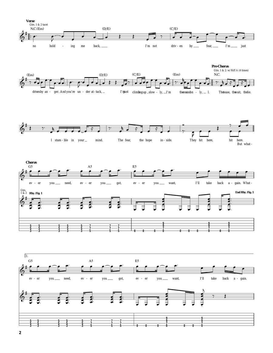 Whatever Electric Guitar scores gallery preview page 2
