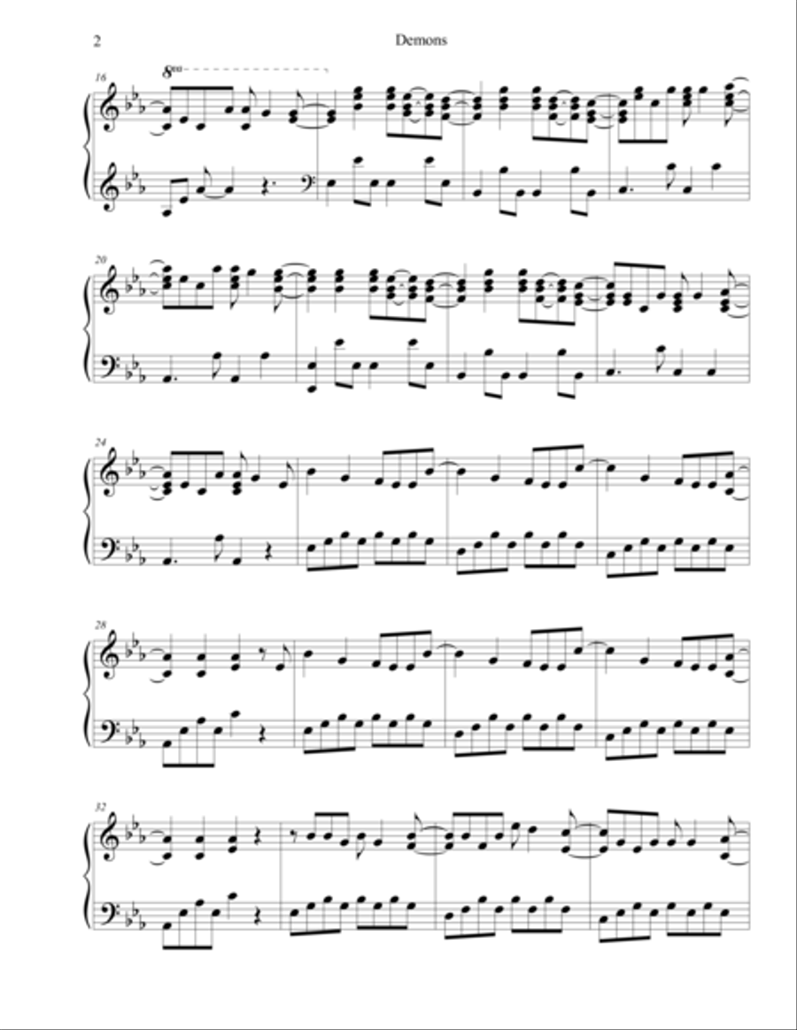Demons Piano Solo scores gallery preview page 2