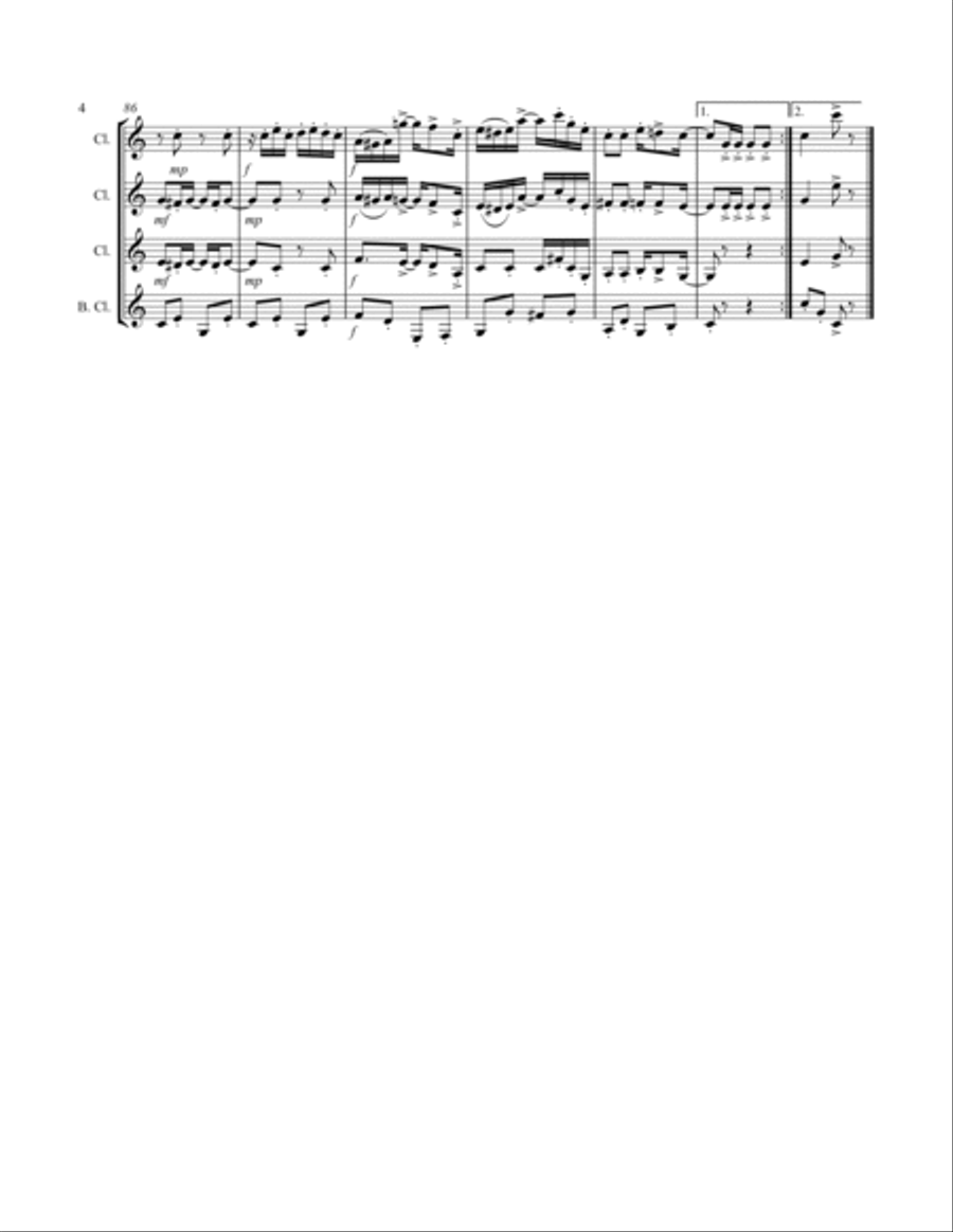 Joplin - “The Entertainer” (for Clarinet Quartet) Clarinet Quartet scores gallery preview page 5