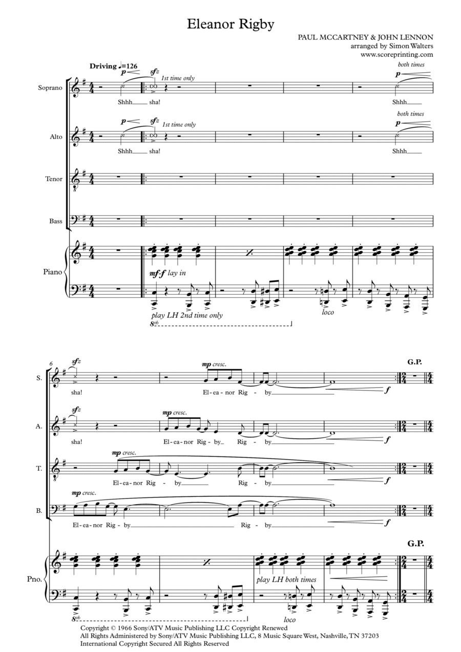 Eleanor Rigby 4-Part scores gallery preview page 1