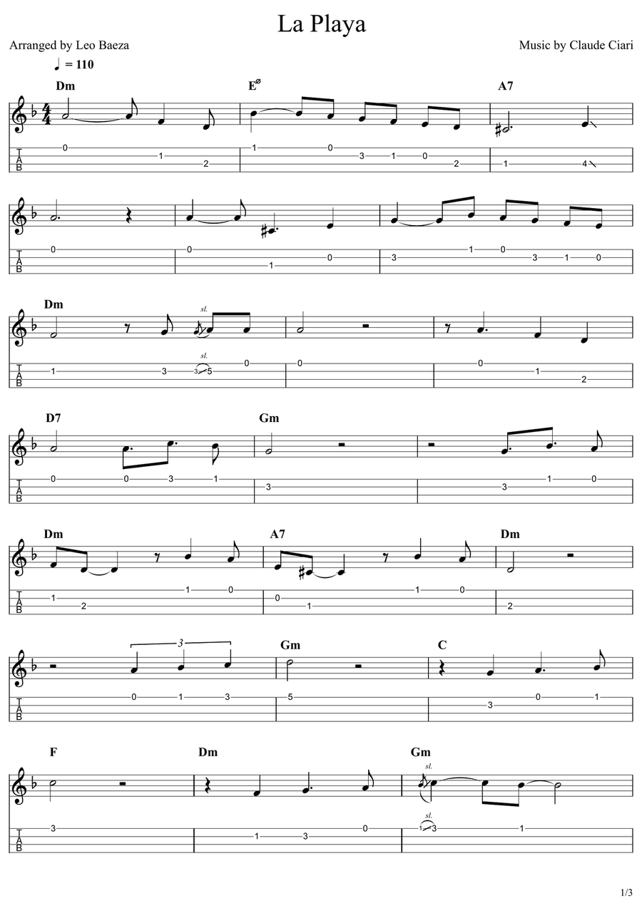 LA PLAYA LA PLAYA Ukulele scores gallery preview page 1