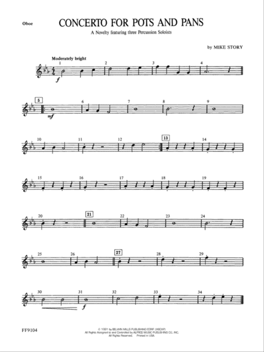 Concerto for Pots and Pans: Oboe Concert Band scores gallery preview page 1