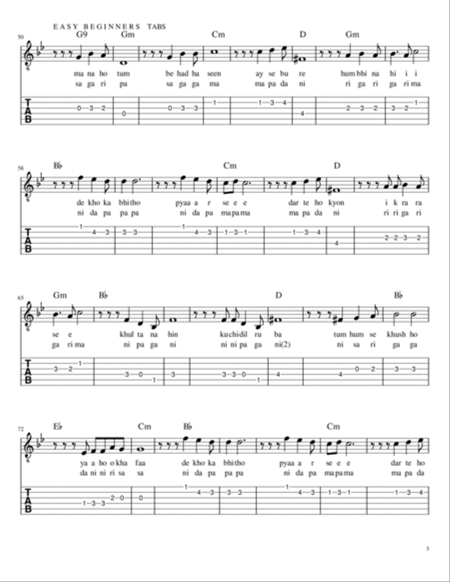 66 bollywood hits Guitar Tablature scores gallery preview page 6