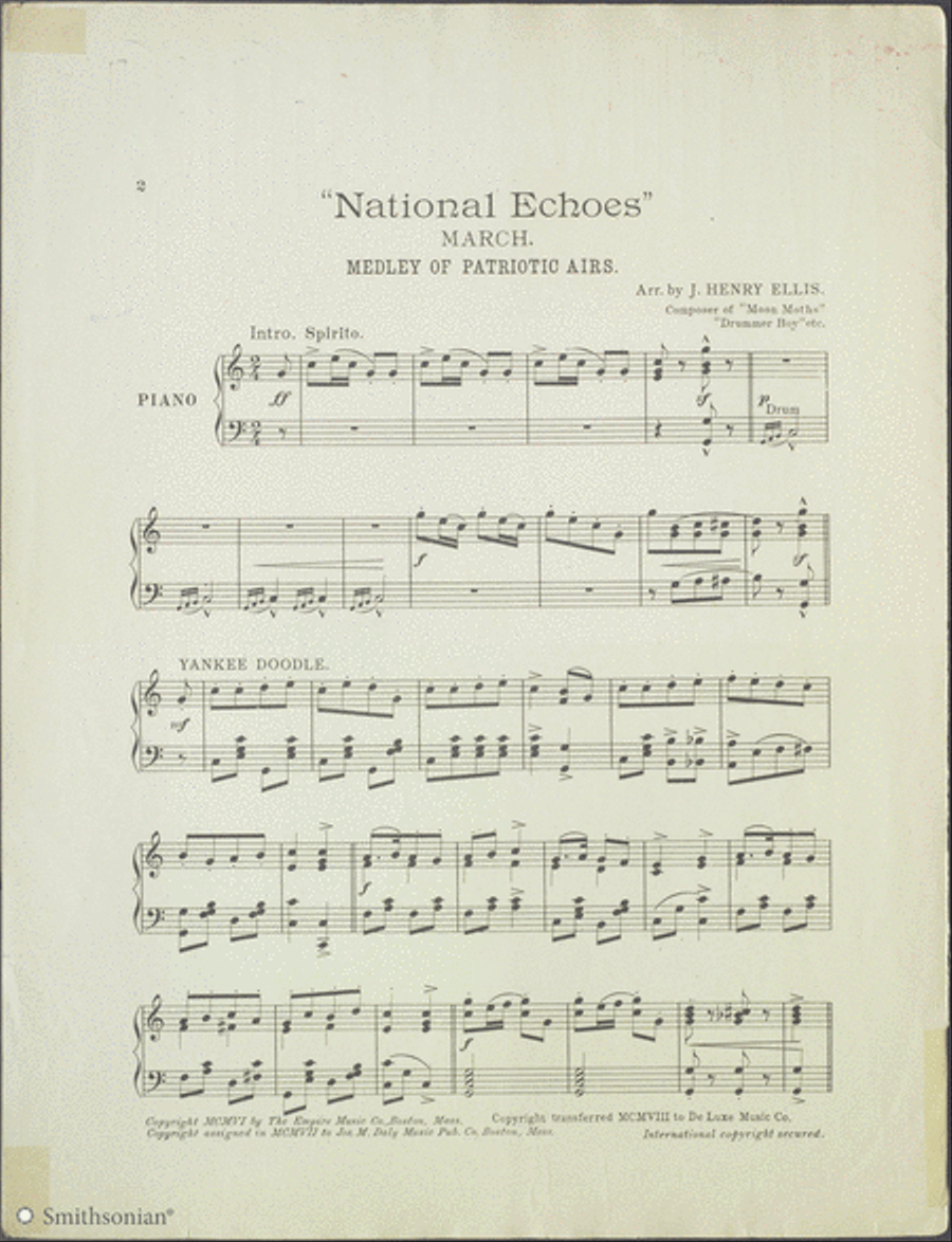 National Echoes March: Medley of Patriotic Airs Piano Solo scores gallery preview page 2
