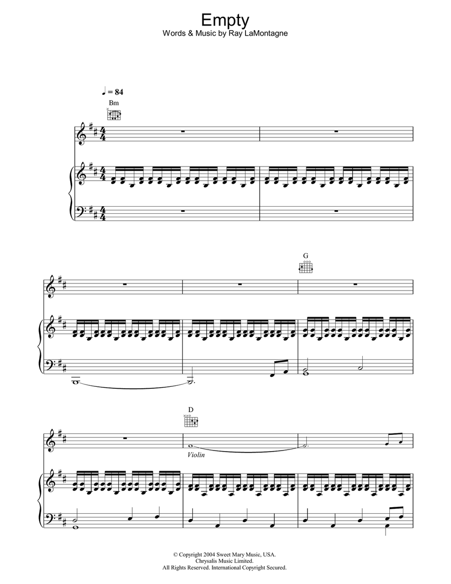Empty Piano, Vocal, Guitar scores gallery preview page 1