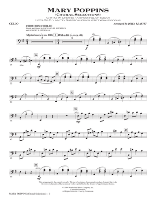 Mary Poppins (Choral Selections) (arr. John Leavitt) - Cello