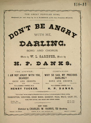 Don't Be Angry With me, Darling. Song and Chorus
