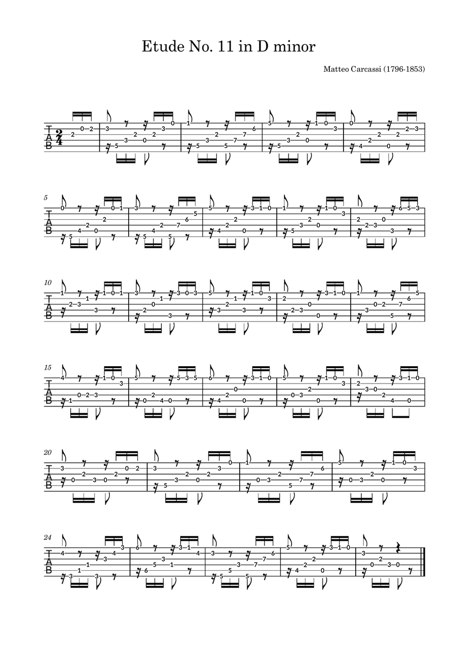 Etude no. 11 D minor Etude no. 11 D minor Acoustic Guitar scores gallery preview page 2