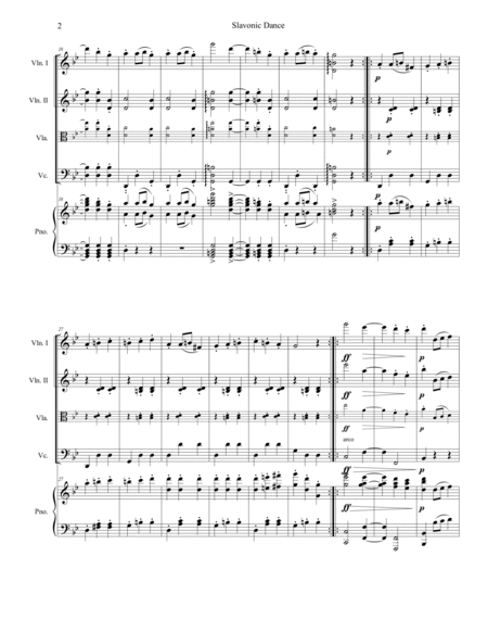 Antonin Dvorak - Slavonic Dance No. 8 arr. for piano quartet (score and parts)