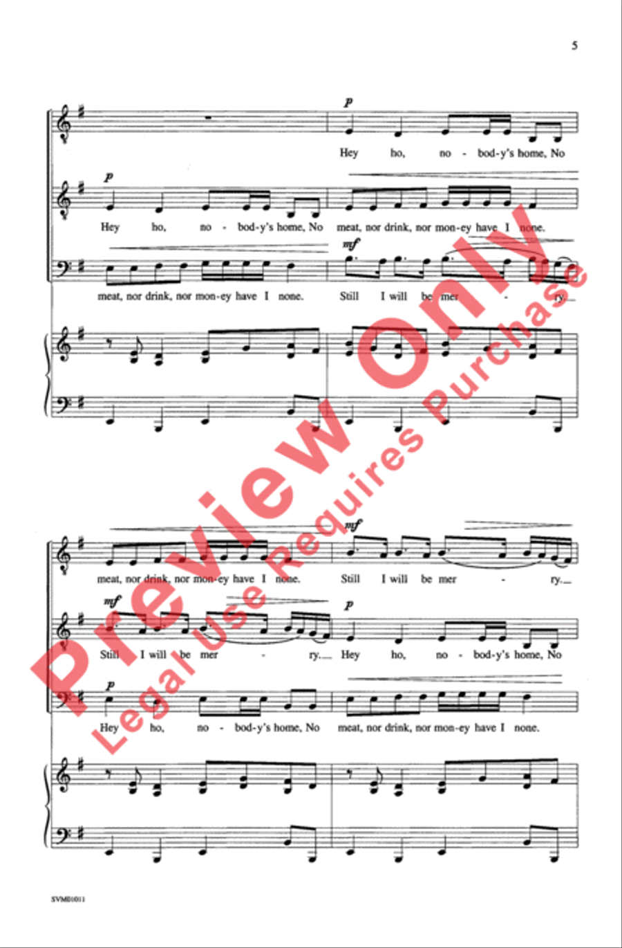 Hey Ho, Nobody's Home Hey Ho, Nobody's Home Men's Choir scores gallery preview page 5