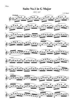 Book cover for Cello Suite No.1 Prelude for Oboe / J.S.Bach BWV1007