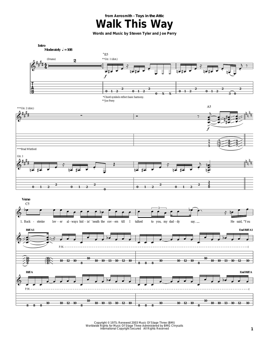 Walk This Way Acoustic Guitar scores gallery preview page 1
