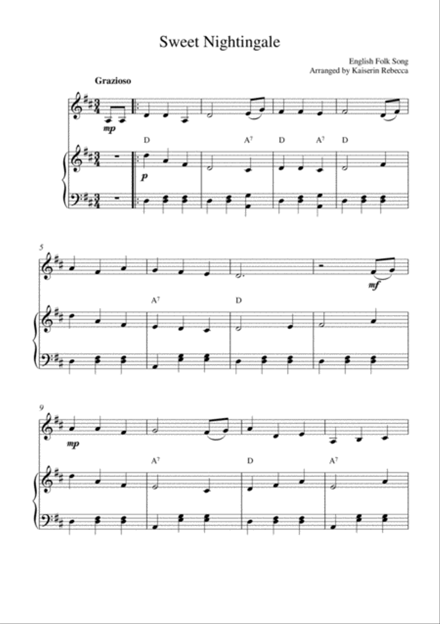 Sweet Nightingale Violin Solo scores gallery preview page 1