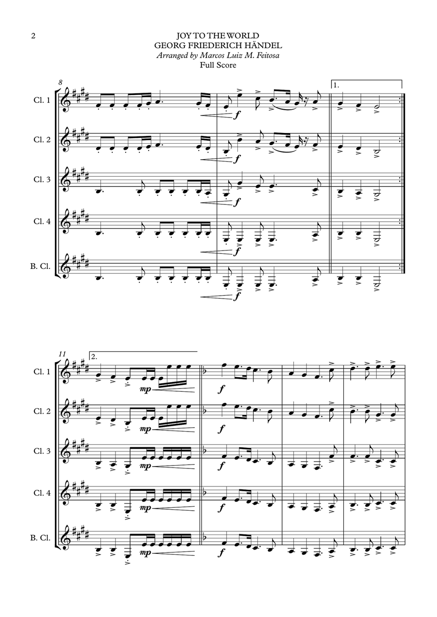 Joy To The World (Cantai Que o Salvador Chegou) - Clarinet Quintet Clarinet Quintet scores gallery preview page 4