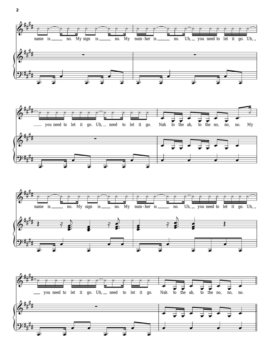 No Piano, Vocal, Guitar scores gallery preview page 2