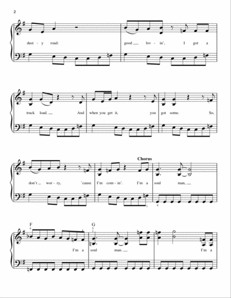 Soul Man Soul Man Easy Piano scores gallery preview page 2