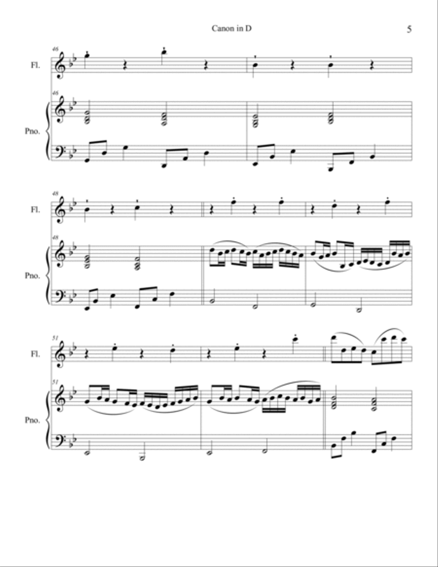 Canon in D for Flute and Piano Flute Solo scores gallery preview page 5