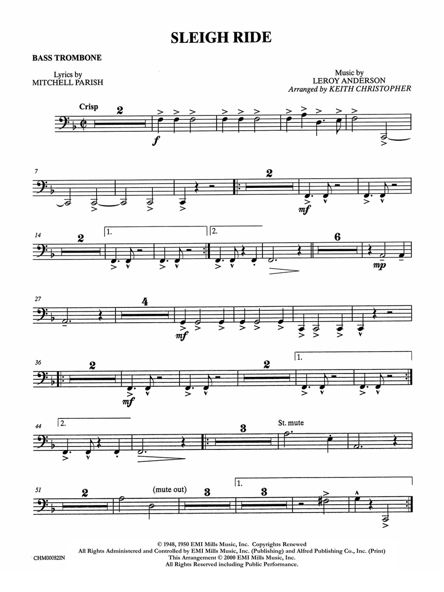 Sleigh Ride: 4th Trombone