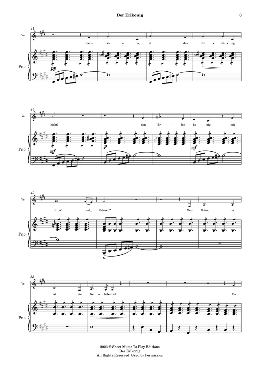 Der Erlkönig by Schubert - Voice and Piano - C# minor (Full Score and Parts) Piano, Vocal scores gallery preview page 4
