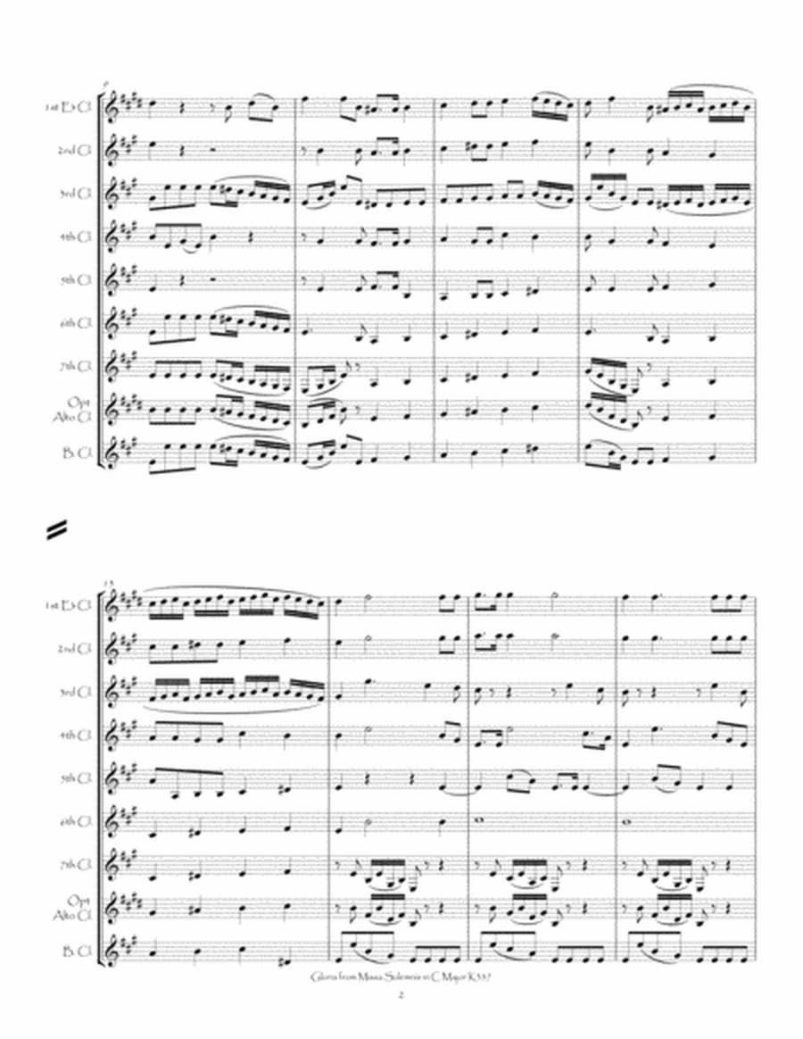 Gloria from Missa Solemnis in C Major K337 for Clarinet Choir image number null