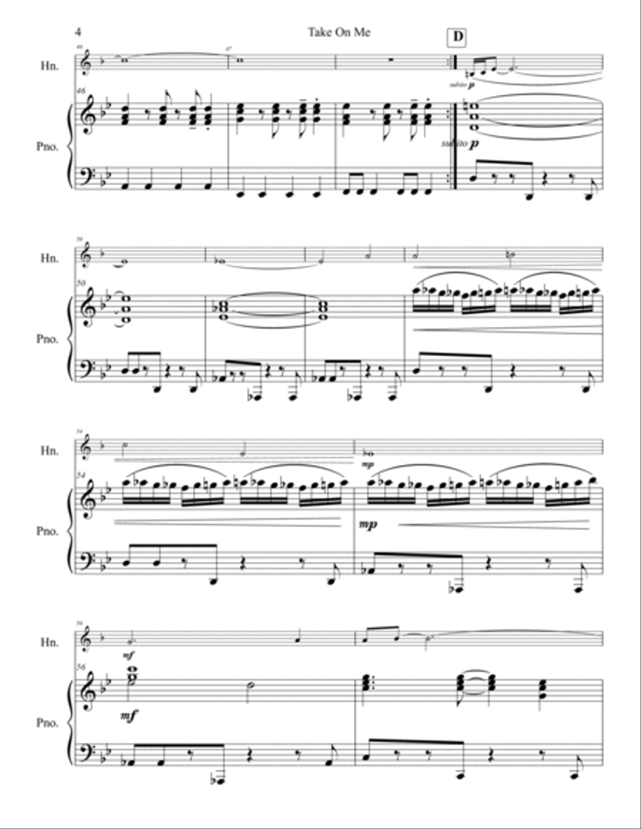 Take On Me Horn scores gallery preview page 5