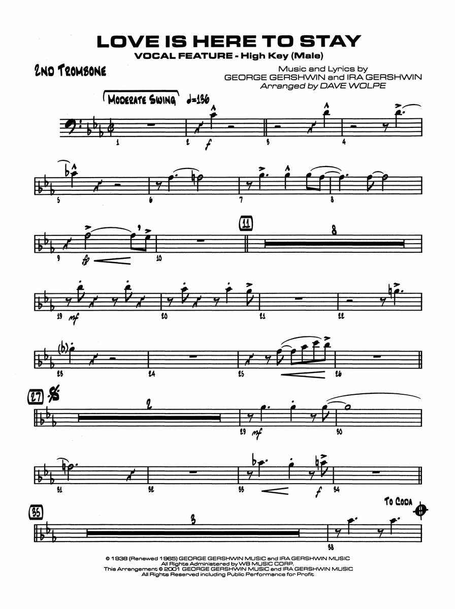 Love Is Here to Stay: 2nd Trombone