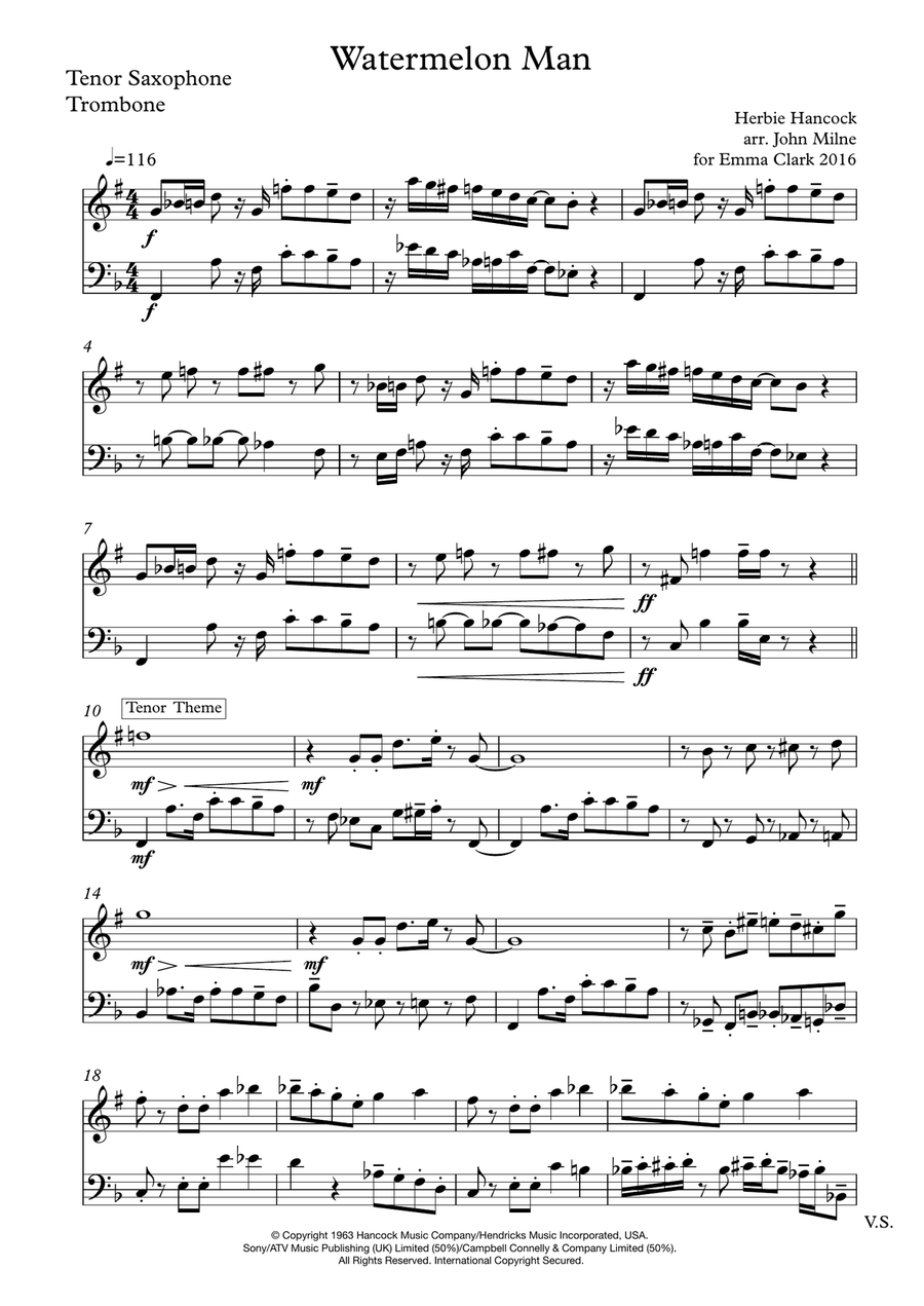 Watermelon Man Watermelon Man Trombone Duet scores gallery preview page 2
