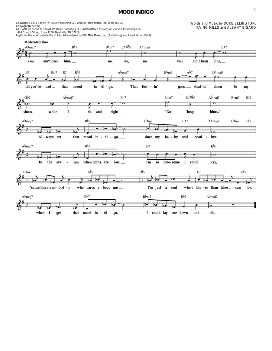 Mood Indigo Mood Indigo Electric Guitar scores gallery preview page 1