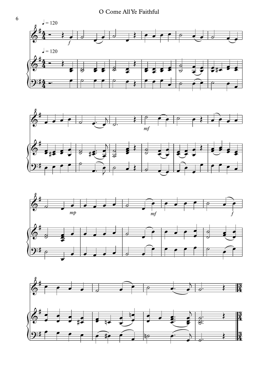 8 Easy Christmas Pieces for Descant Recorder And Piano Woodwind Duet scores gallery preview page 6