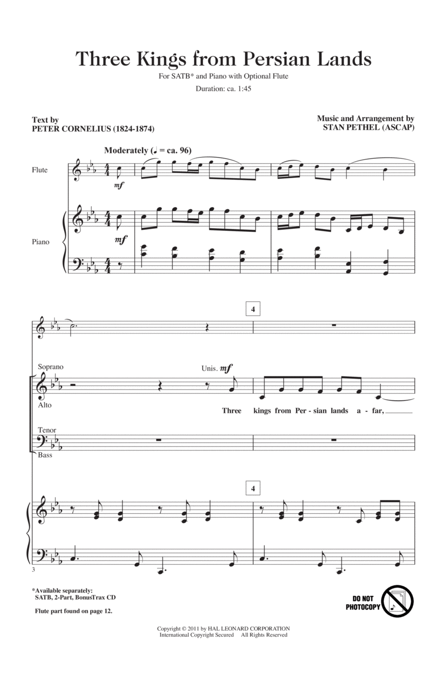 Three Kings From Persian Lands 4-Part scores gallery preview page 1