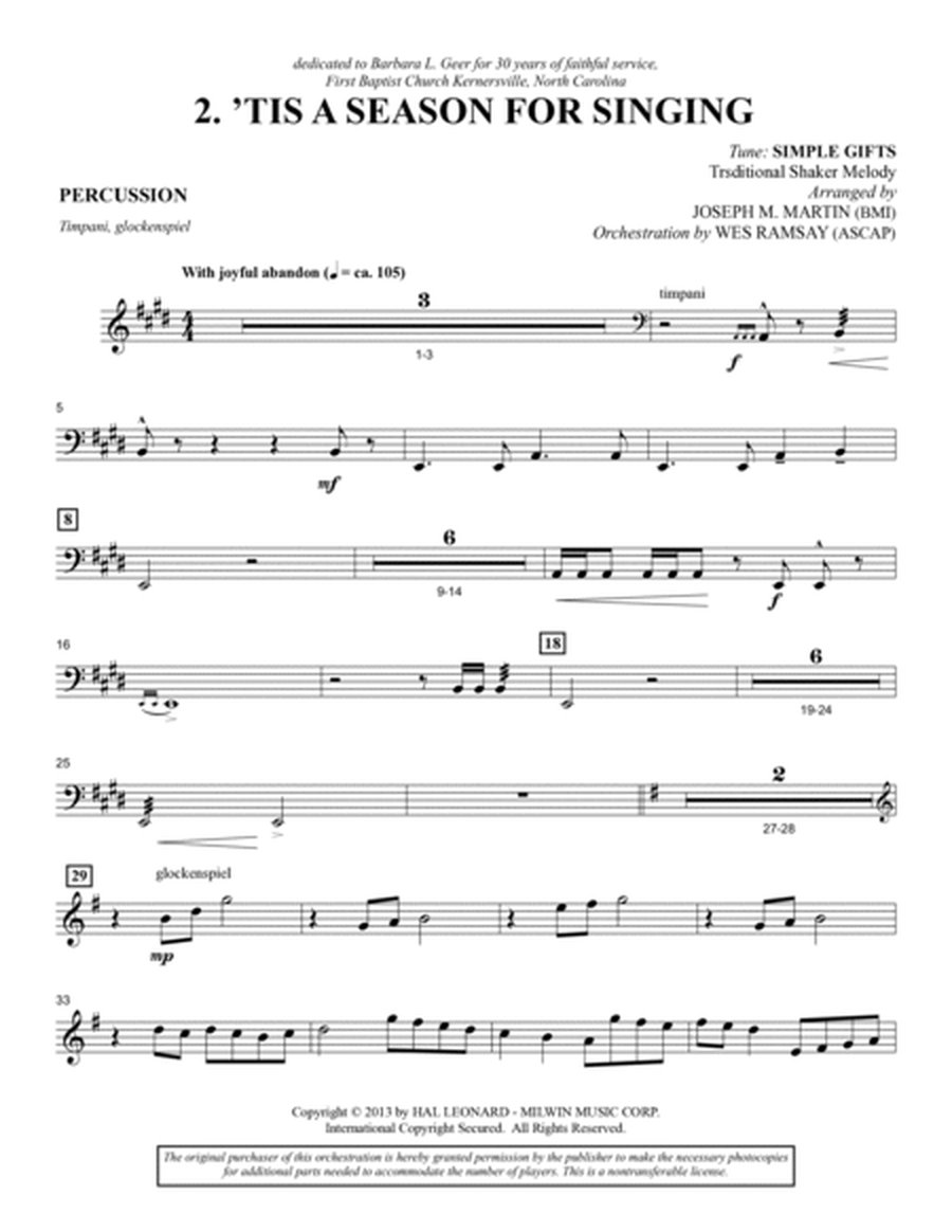 Appalachian Winter (A Cantata For Christmas) - Percussion