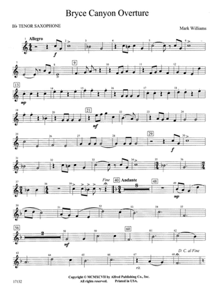 Bryce Canyon Overture: B-flat Tenor Saxophone