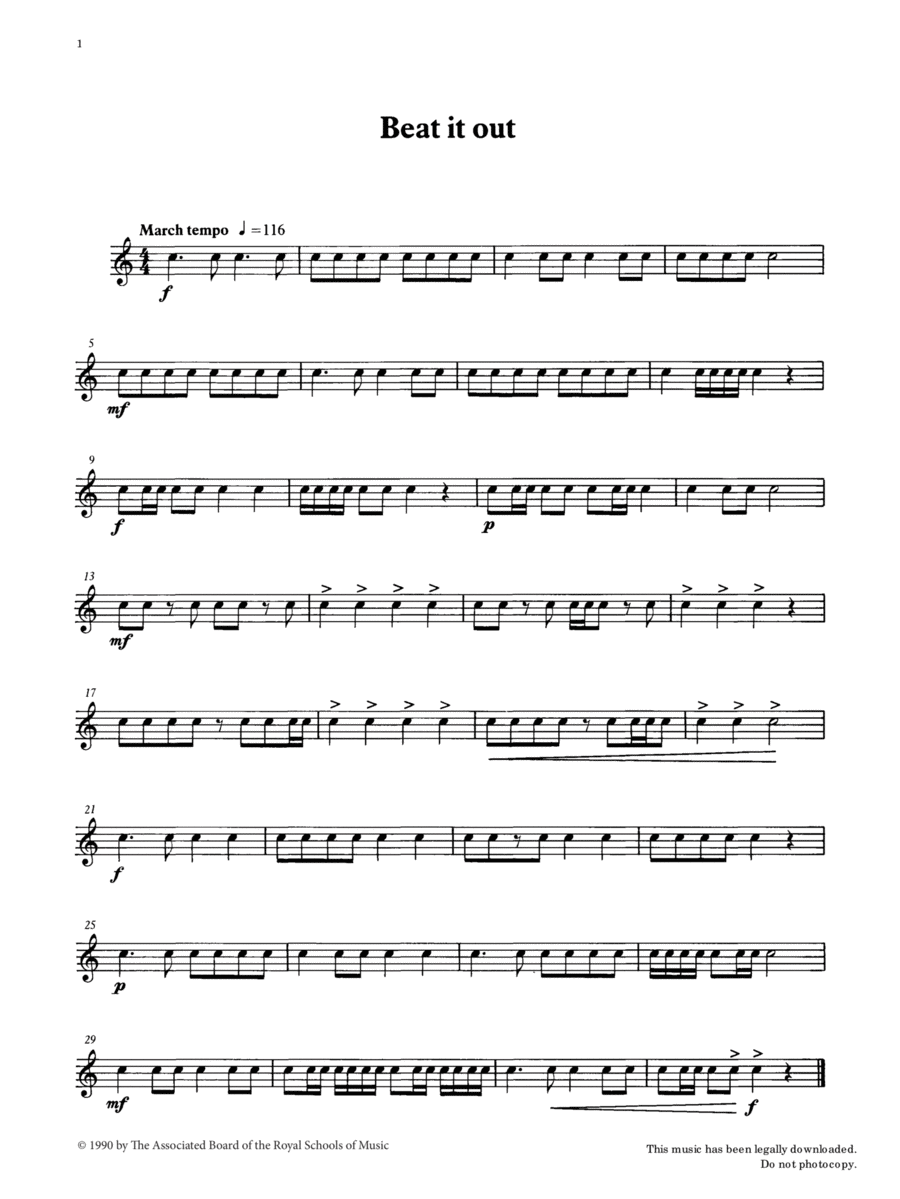 Beat it out from Graded Music for Snare Drum, Book I Percussion scores gallery preview page 1