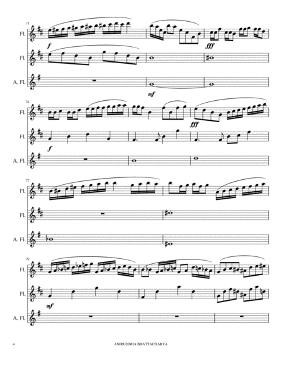 Chaos invasion-a flute trio(2 c-flute & 1 G-flute) Flute Trio scores gallery preview page 4