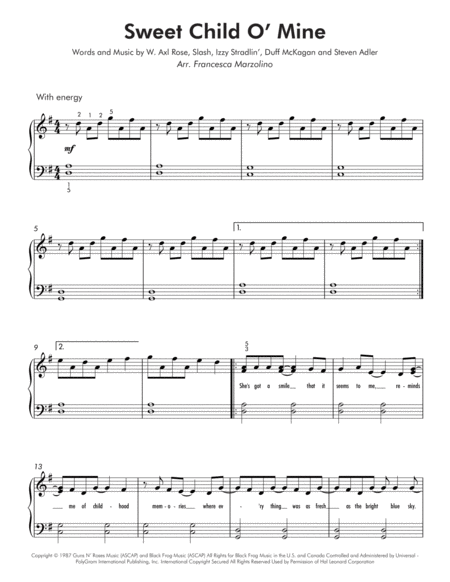 Sweet Child O' Mine (Easy Piano) image number null