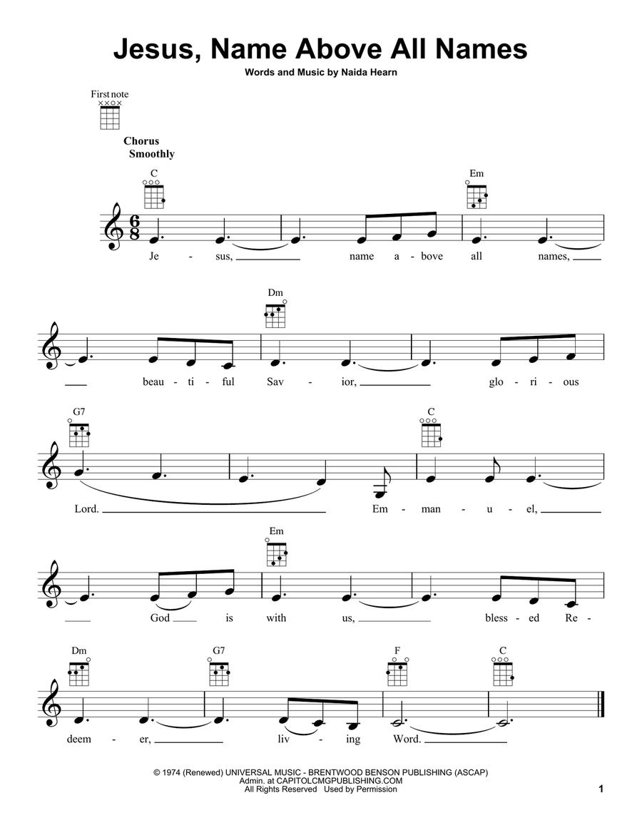 Jesus, Name Above All Names Ukulele scores gallery preview page 1