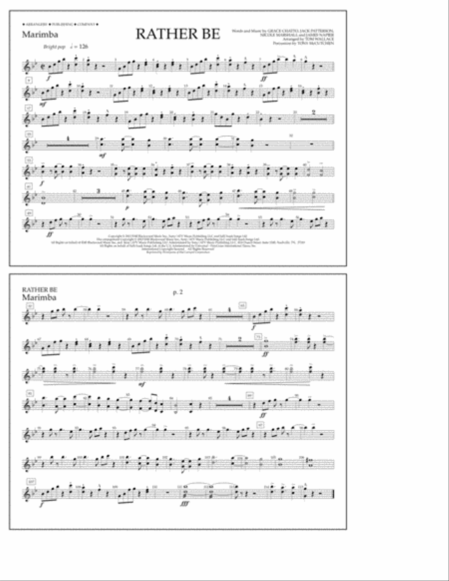 Rather Be - Marimba A Cappella scores gallery preview page 1