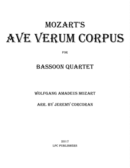 Ave Verum Corpus for Bassoon Quartet image number null