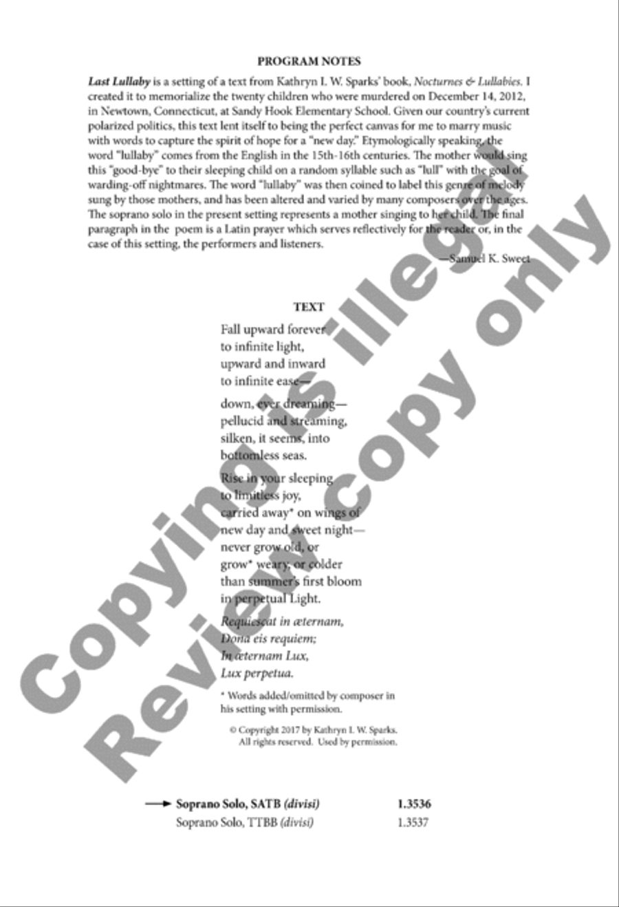 Last Lullaby Last Lullaby Divisi scores gallery preview page 2