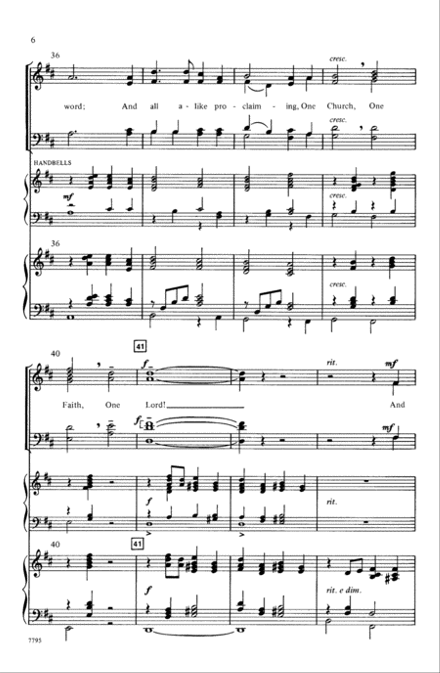 One Church, One Faith, One Lord 4-Part scores gallery preview page 6