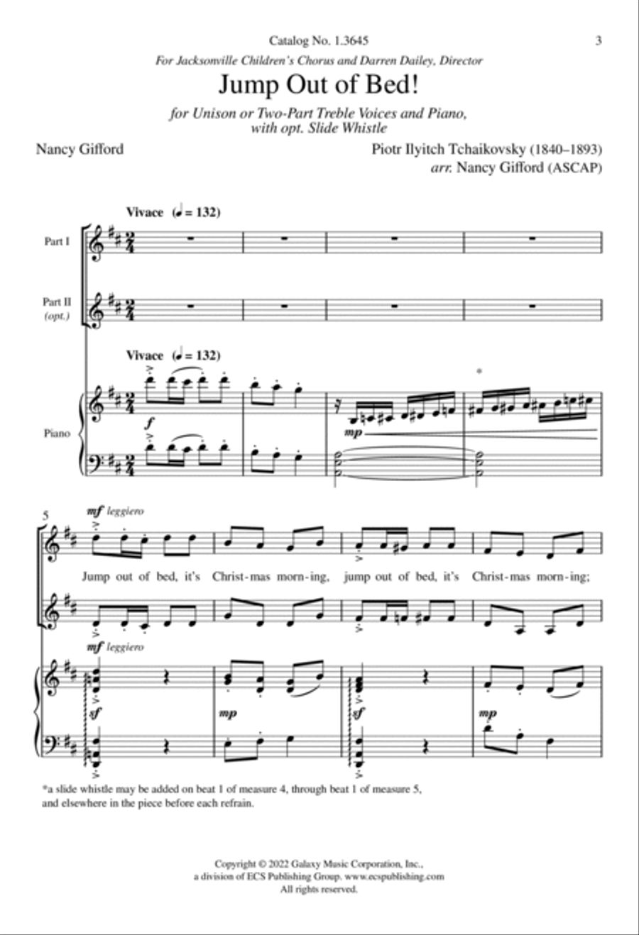 Jump Out of Bed! Unison Choir scores gallery preview page 3