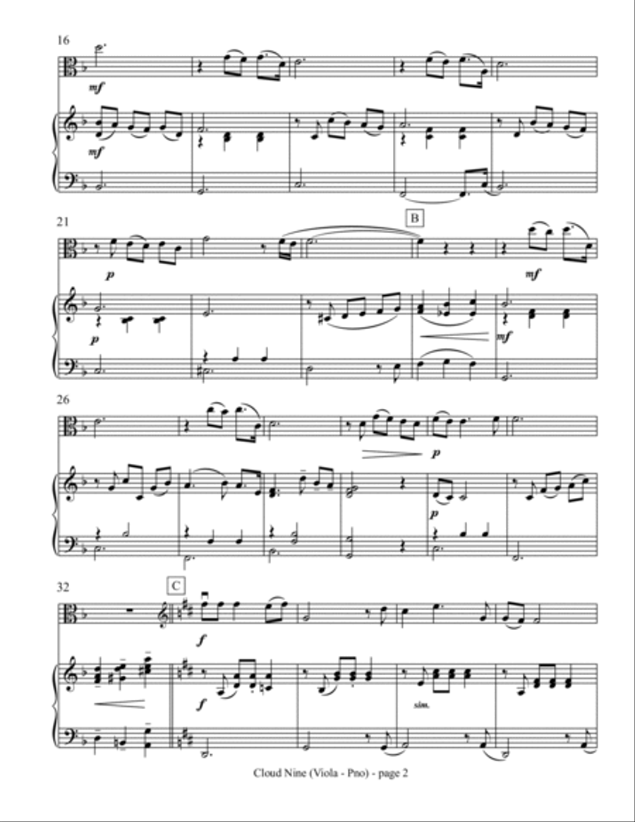 Cloud Nine (for viola and piano) Piano scores gallery preview page 3