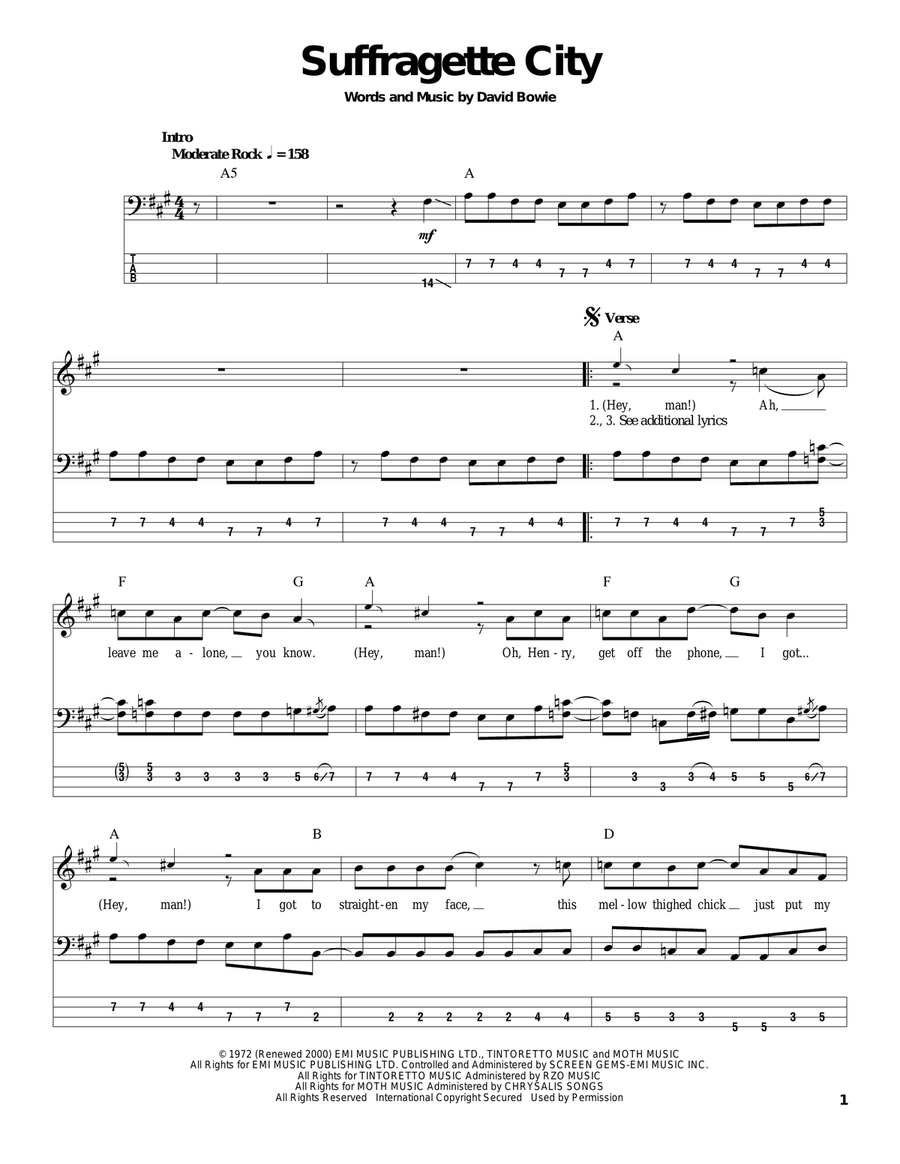 Suffragette City Acoustic Guitar scores gallery preview page 1