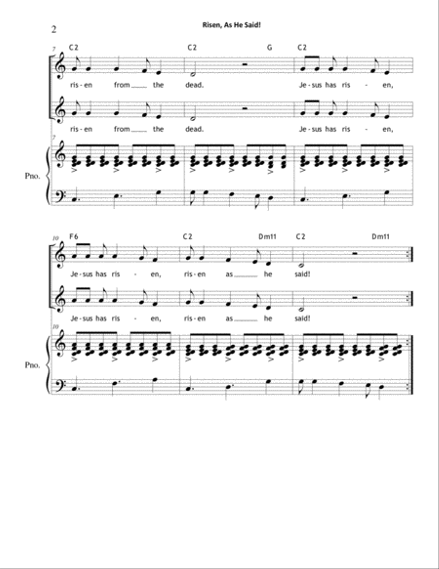 Risen, As He Said! (2-Part) SA scores gallery preview page 2