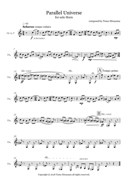 Parallel Universe for solo Horn